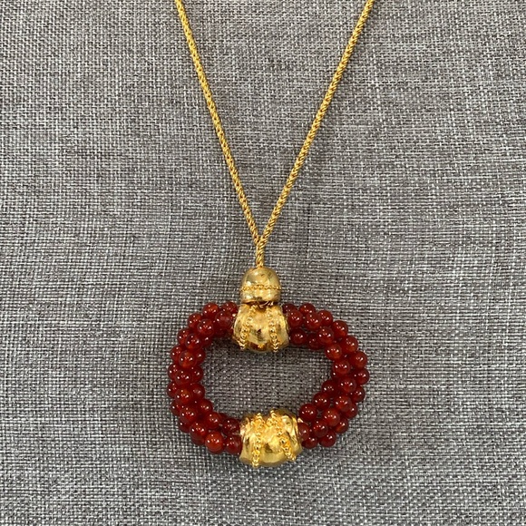 Vintage ‘Gold & Carnelian’ Costume Museum Necklace - Picture 2 of 5
